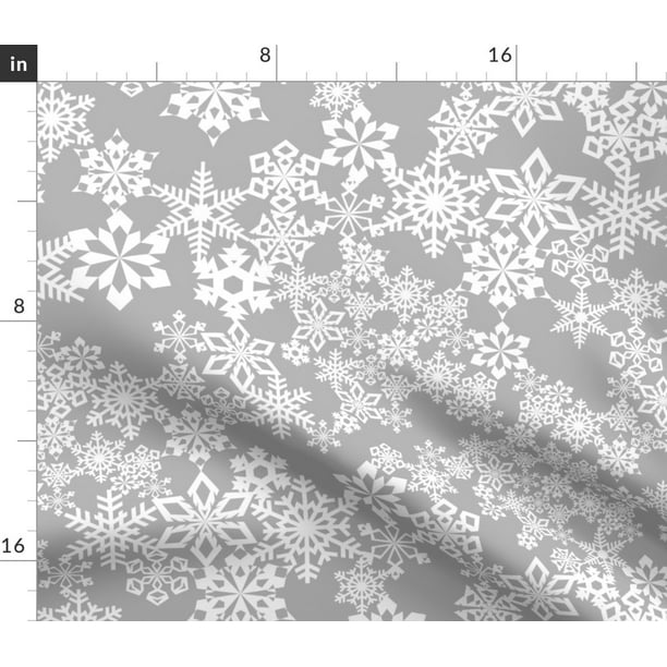 Spoonflower Fabric Upholstery Home Decor Bottomweight Apparel Snowflake White Silver Winter Holiday Christmas Printed on Basketweave Cotton Canvas Fabric by The Yard